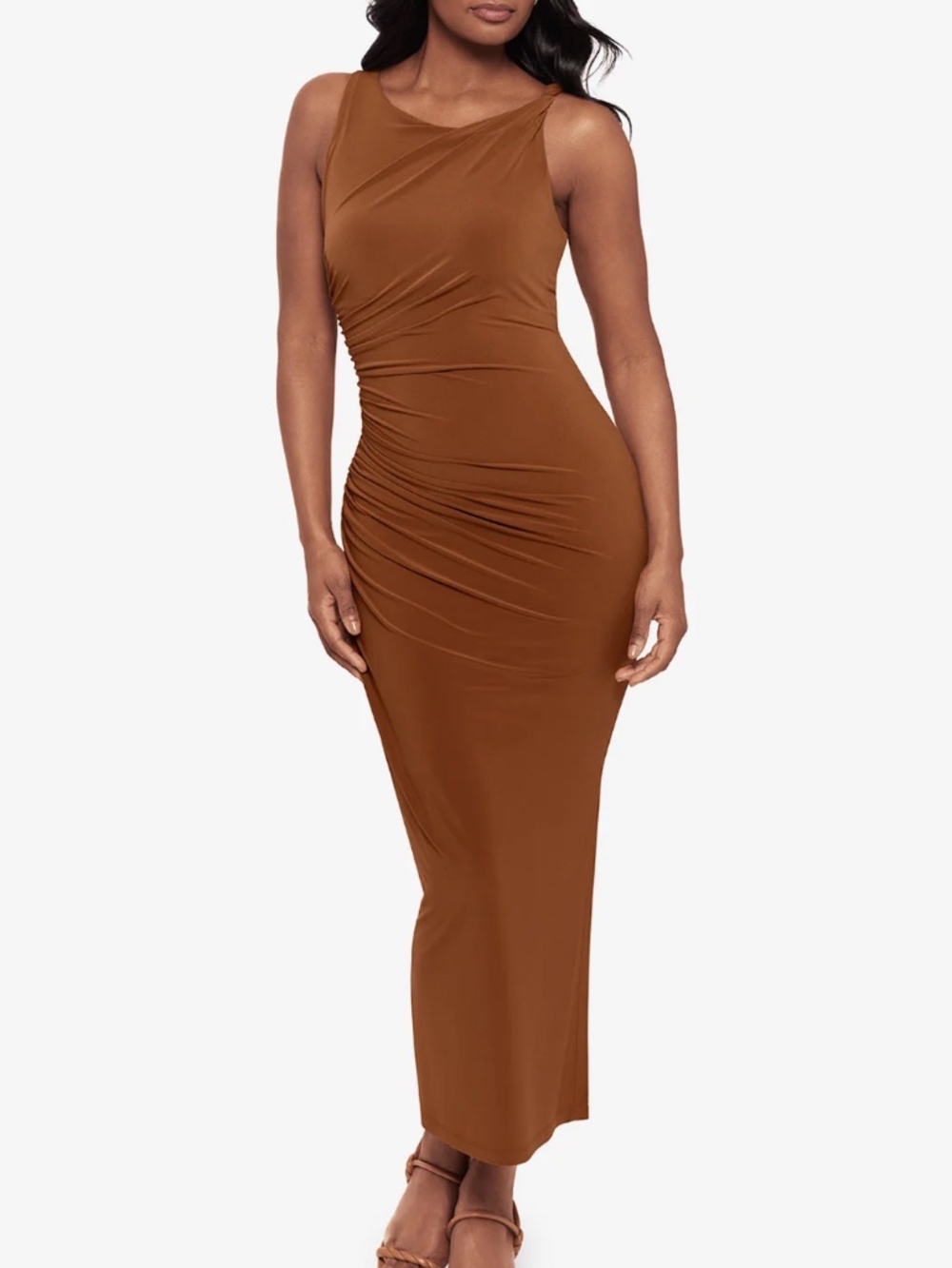 Body by Miraclesuit Maxi Jersey Shaping Dress Bronze XL Compression Stretchy